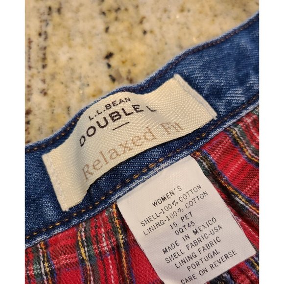 Vintage LL Bean Womens Size 16 P Relaxed Fit Plaid Cotton Lined Jeans Double L - Picture 6 of 16